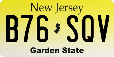 NJ license plate B76SQV