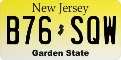 NJ license plate B76SQW