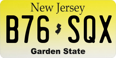 NJ license plate B76SQX