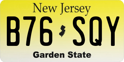 NJ license plate B76SQY