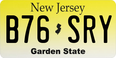 NJ license plate B76SRY