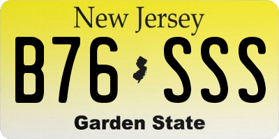 NJ license plate B76SSS