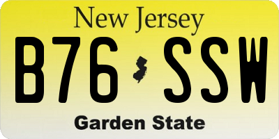 NJ license plate B76SSW