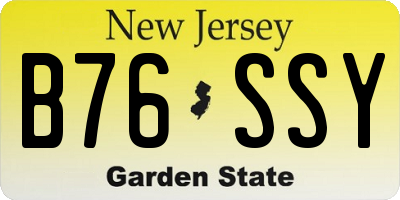 NJ license plate B76SSY