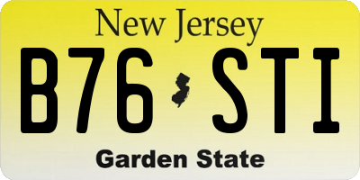 NJ license plate B76STI