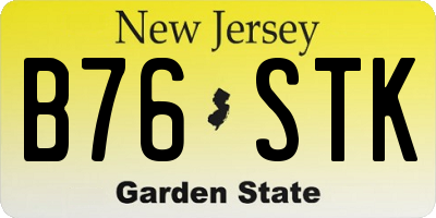 NJ license plate B76STK