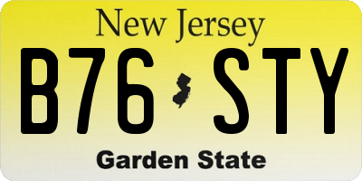 NJ license plate B76STY