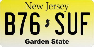 NJ license plate B76SUF