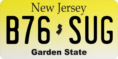 NJ license plate B76SUG