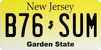 NJ license plate B76SUM