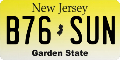 NJ license plate B76SUN