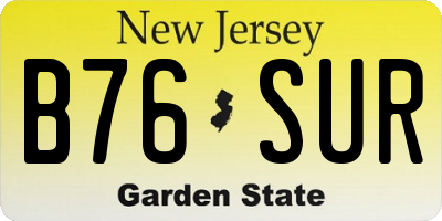 NJ license plate B76SUR