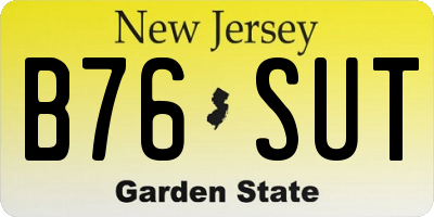 NJ license plate B76SUT