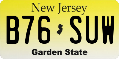 NJ license plate B76SUW