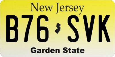 NJ license plate B76SVK