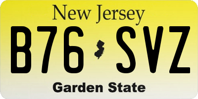 NJ license plate B76SVZ