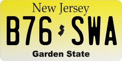 NJ license plate B76SWA