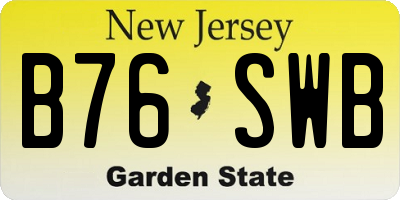 NJ license plate B76SWB