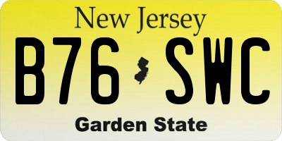 NJ license plate B76SWC
