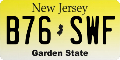 NJ license plate B76SWF