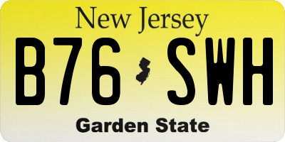 NJ license plate B76SWH