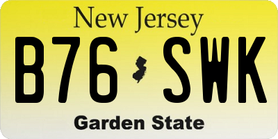 NJ license plate B76SWK