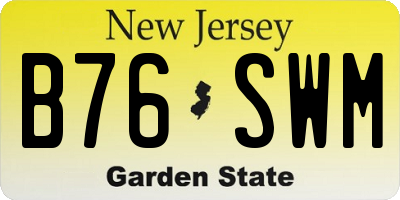 NJ license plate B76SWM