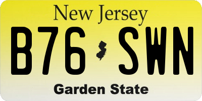 NJ license plate B76SWN
