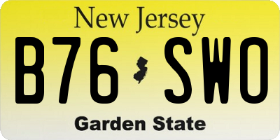 NJ license plate B76SWO