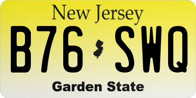 NJ license plate B76SWQ