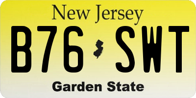 NJ license plate B76SWT