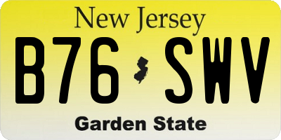 NJ license plate B76SWV