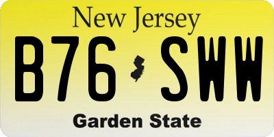 NJ license plate B76SWW