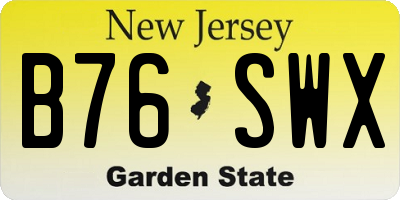 NJ license plate B76SWX