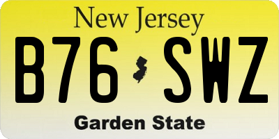 NJ license plate B76SWZ