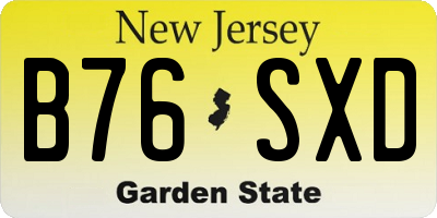 NJ license plate B76SXD