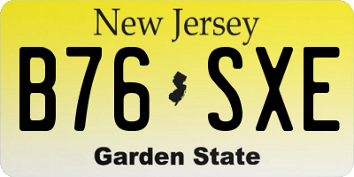 NJ license plate B76SXE