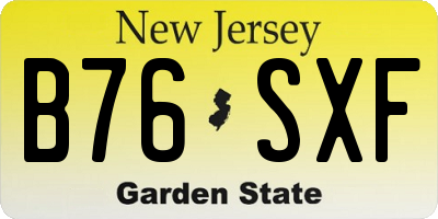 NJ license plate B76SXF