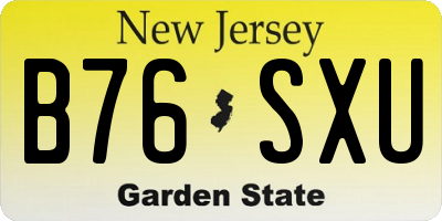 NJ license plate B76SXU