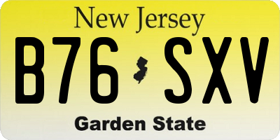 NJ license plate B76SXV