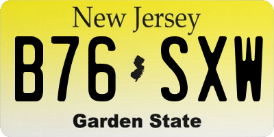 NJ license plate B76SXW