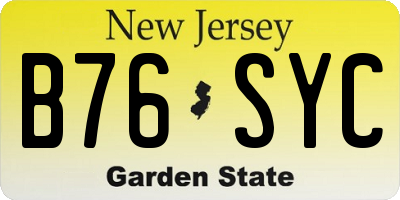NJ license plate B76SYC