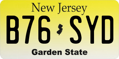 NJ license plate B76SYD
