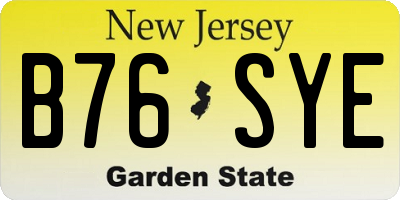 NJ license plate B76SYE