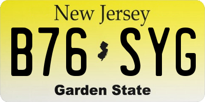 NJ license plate B76SYG