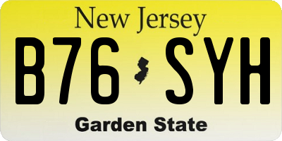 NJ license plate B76SYH