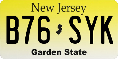 NJ license plate B76SYK