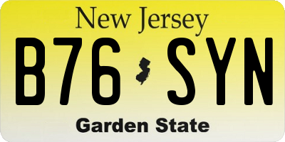 NJ license plate B76SYN