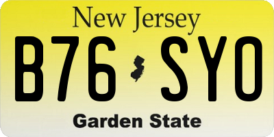 NJ license plate B76SYO
