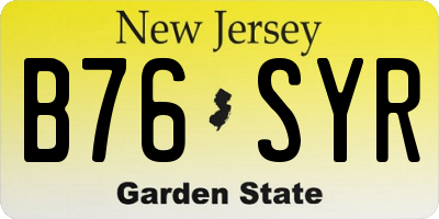 NJ license plate B76SYR